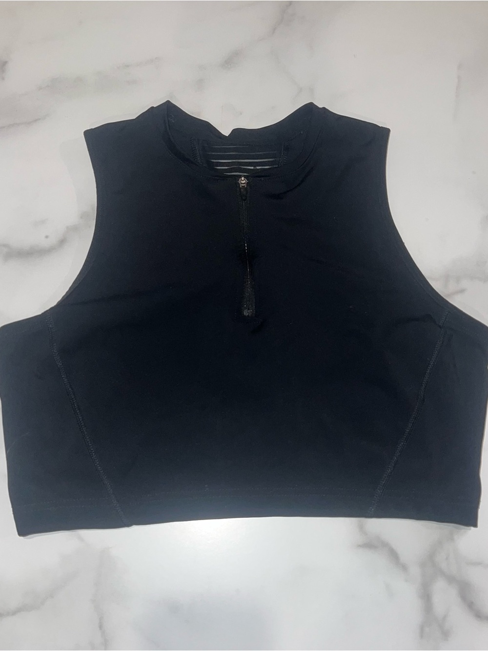 Nike Dri-Fit Black Sleeveless Zip-Front Collar Crop Top Bra